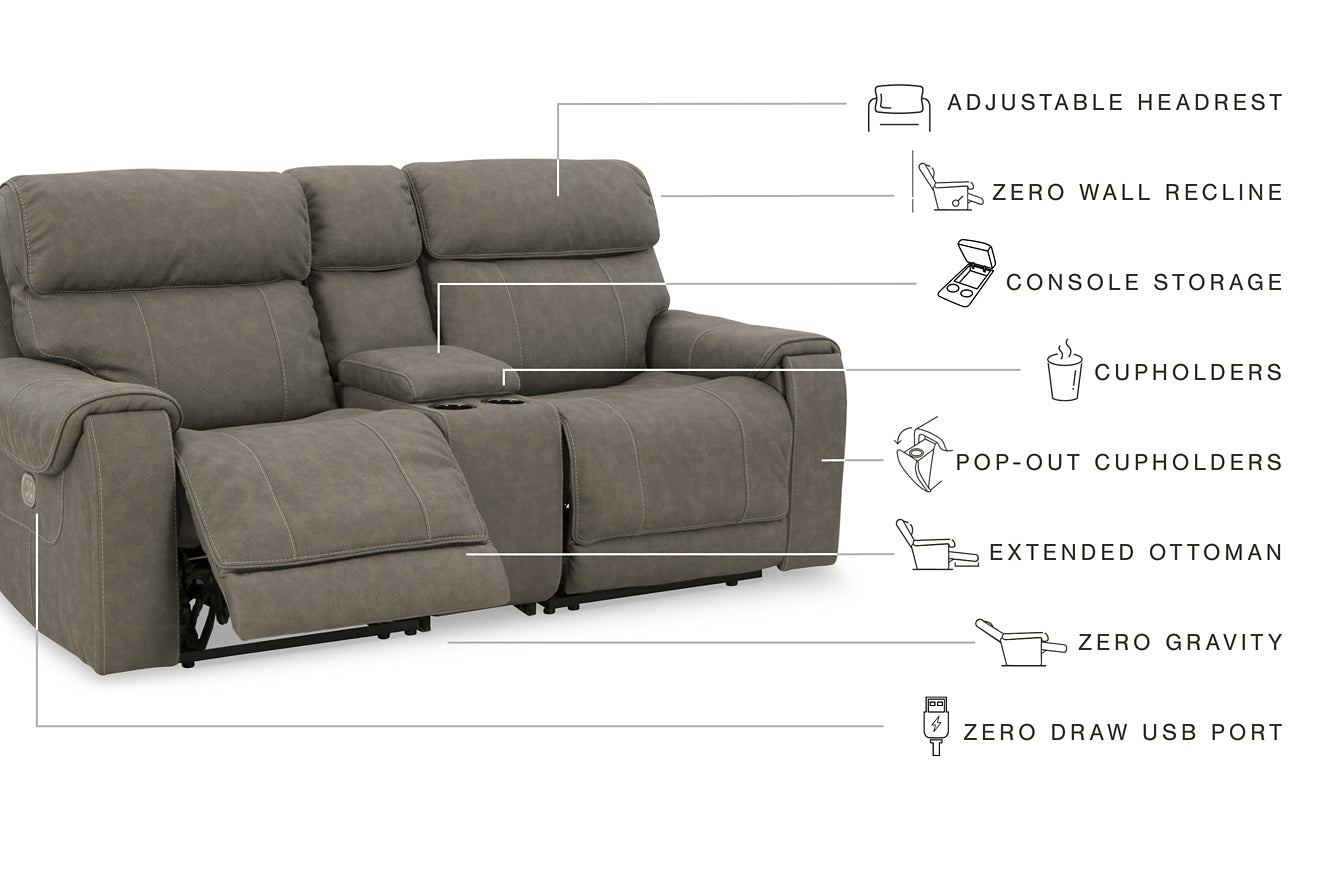 Starbot 3-Piece Power Reclining Sectional Loveseat with Console